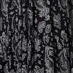 Paisley Print Keyhole Neck Relaxed Dress -Girls Zone D170409 BLACK AND WHITE swatch