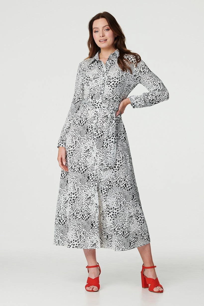 Animal Print Collared Shirt Dress 3 Animal Print Collared Shirt Dress - Image 3