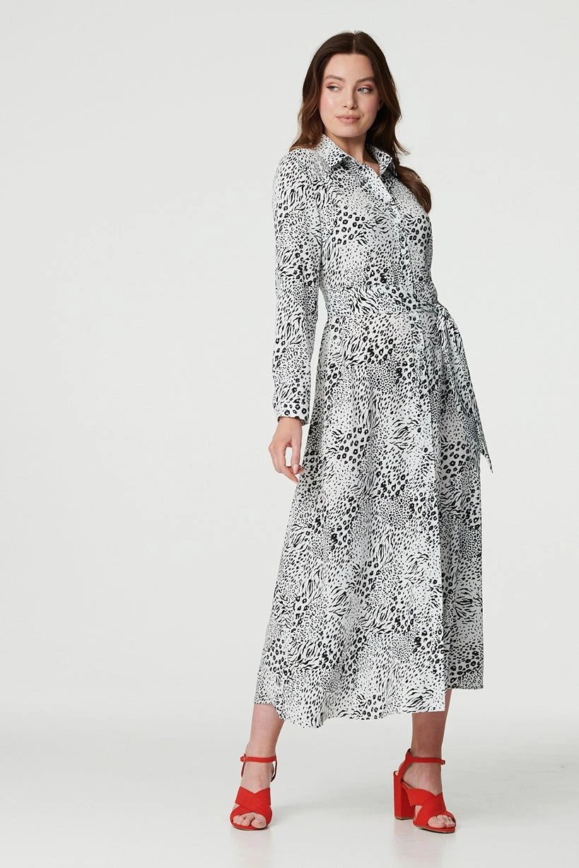Animal Print Collared Shirt Dress 4 Animal Print Collared Shirt Dress - Image 4
