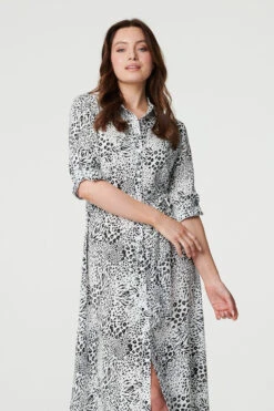 Animal Print Collared Shirt Dress 18 Animal Print Collared Shirt Dress -Girls Zone D170427 BLACK AND WHITE ALT 3