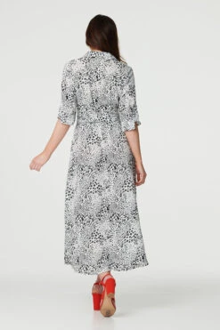 Animal Print Collared Shirt Dress 21 Animal Print Collared Shirt Dress -Girls Zone D170427 BLACK AND WHITE ALT 5