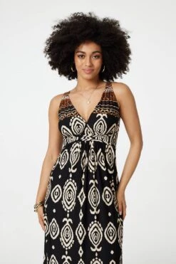 Printed Sleeveless Empire Maxi Dress -Girls Zone D170661 BLACKANDWHITE 3