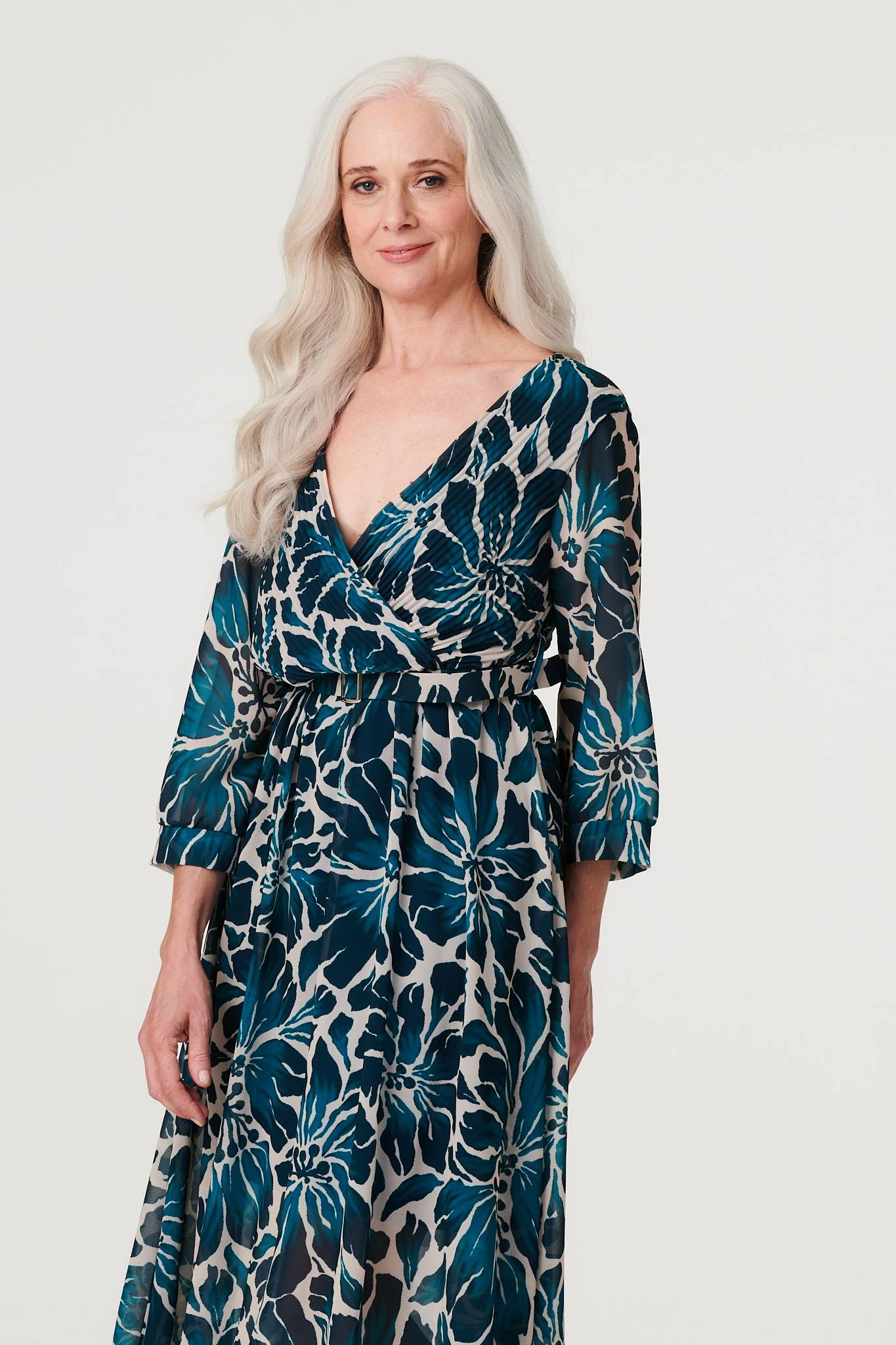 Floral Semi Sheer V-Neck Midi Dress 3 Floral Semi Sheer V-Neck Midi Dress - Image 3