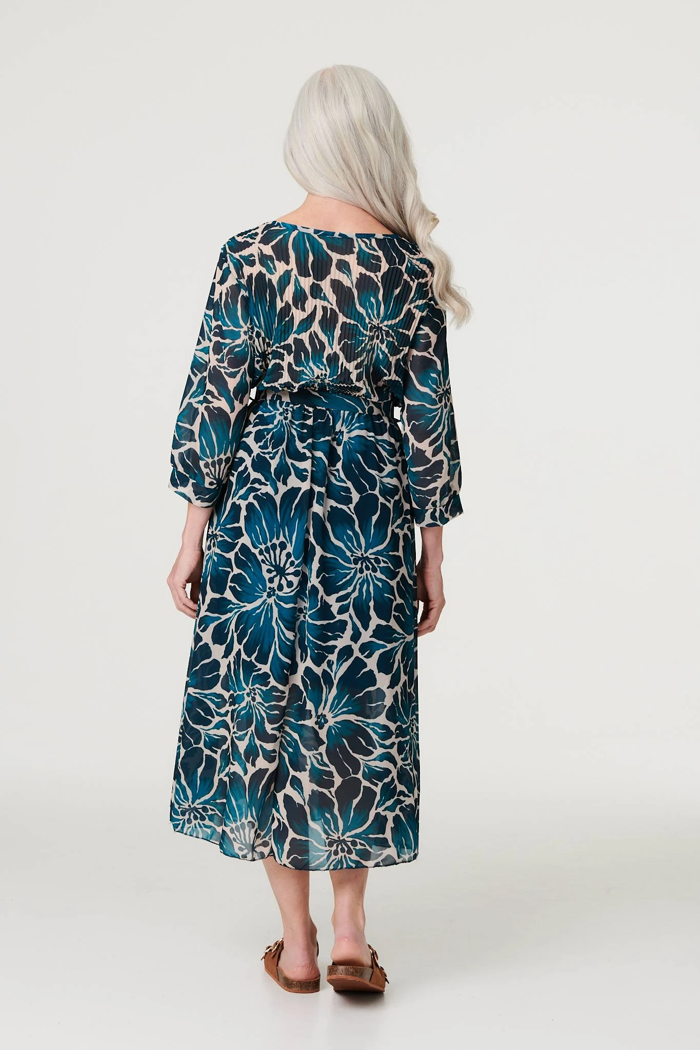 Floral Semi Sheer V-Neck Midi Dress 2 Floral Semi Sheer V-Neck Midi Dress - Image 2