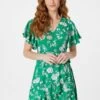 Floral Angel Sleeve Wrap Dress