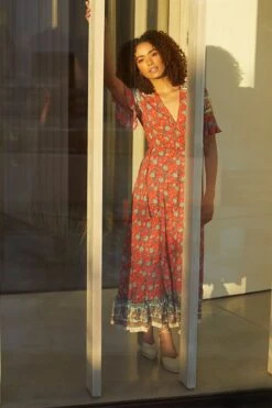 Paisley Print Wrap Maxi Dress