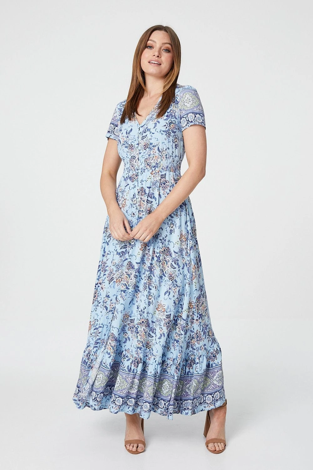 Floral V-Neck Button Front Maxi Dress 8 Floral V-Neck Button Front Maxi Dress - Image 8