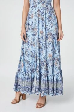 Floral V-Neck Button Front Maxi Dress 16 Floral V-Neck Button Front Maxi Dress -Girls Zone D507923 BLUE 5