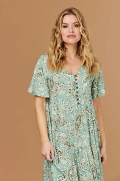 Floral Oversized Tiered Smock Dress -Girls Zone D509213 SAGE 5