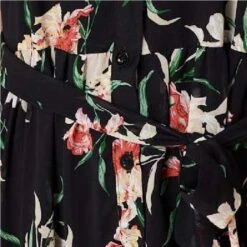 Floral Angel Sleeve Shirt Dress -Girls Zone D513346 MULTI BLACK swatch