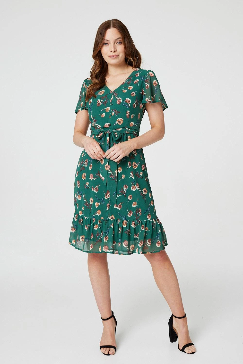 Floral Angel Sleeve Tea Dress 2 Floral Angel Sleeve Tea Dress - Image 2