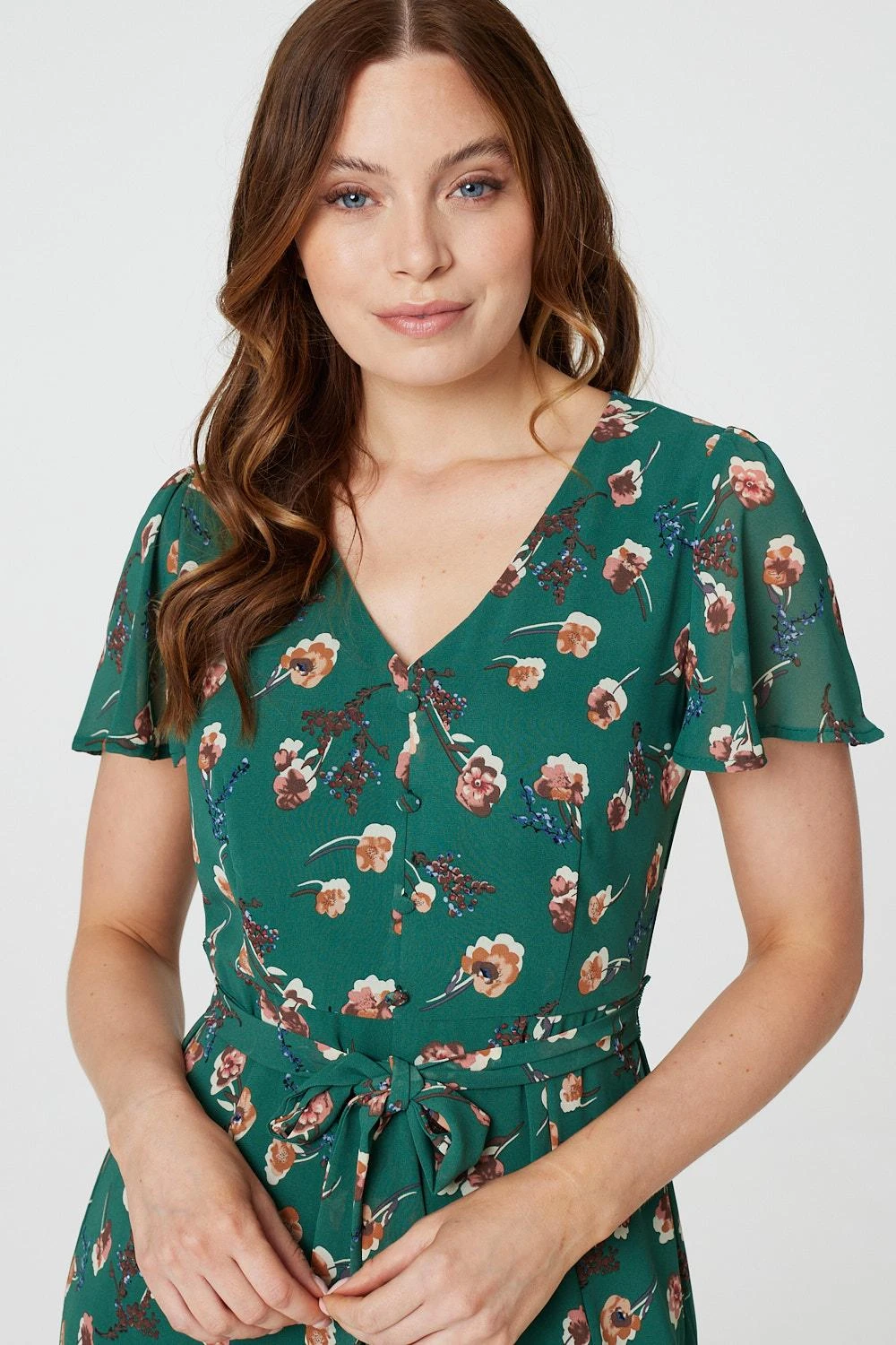 Floral Angel Sleeve Tea Dress 4 Floral Angel Sleeve Tea Dress - Image 4