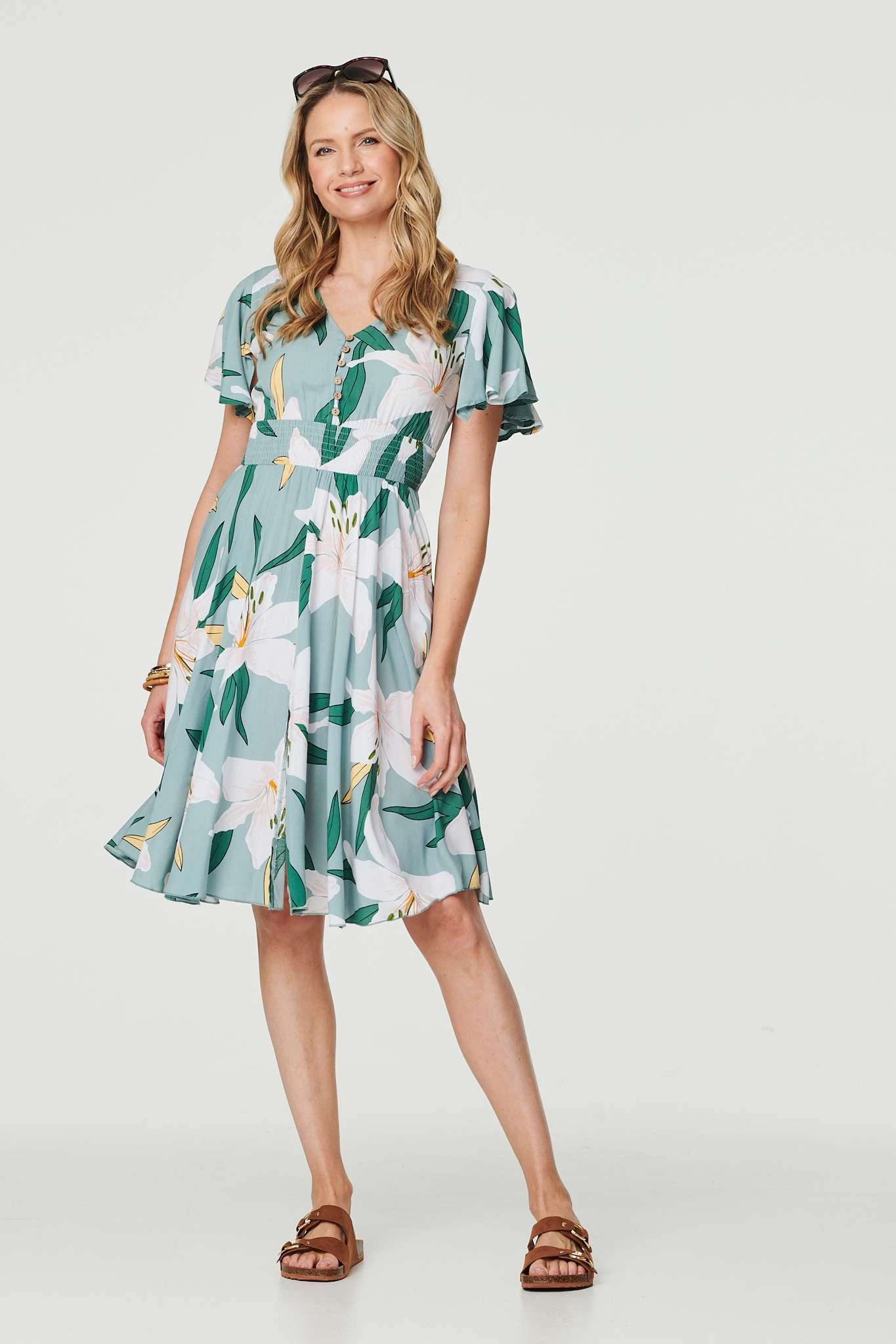 Floral Knee Length Skater Dress 1 Floral Knee Length Skater Dress