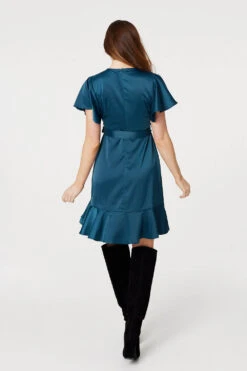 Frill Detail Short Wrap Dress 11 Frill Detail Short Wrap Dress -Girls Zone D513678 EMERALD 11
