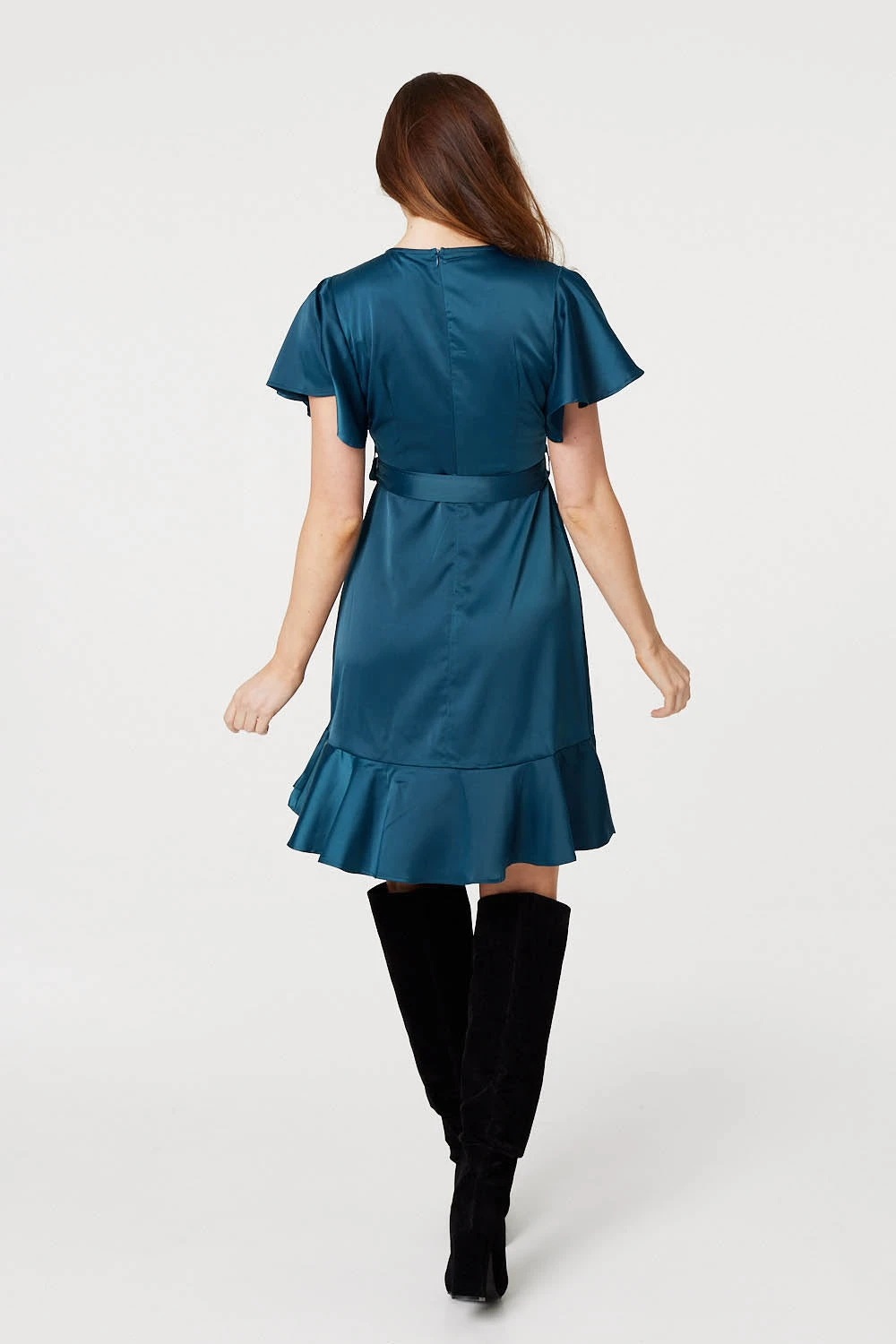 Frill Detail Short Wrap Dress 4 Frill Detail Short Wrap Dress - Image 4