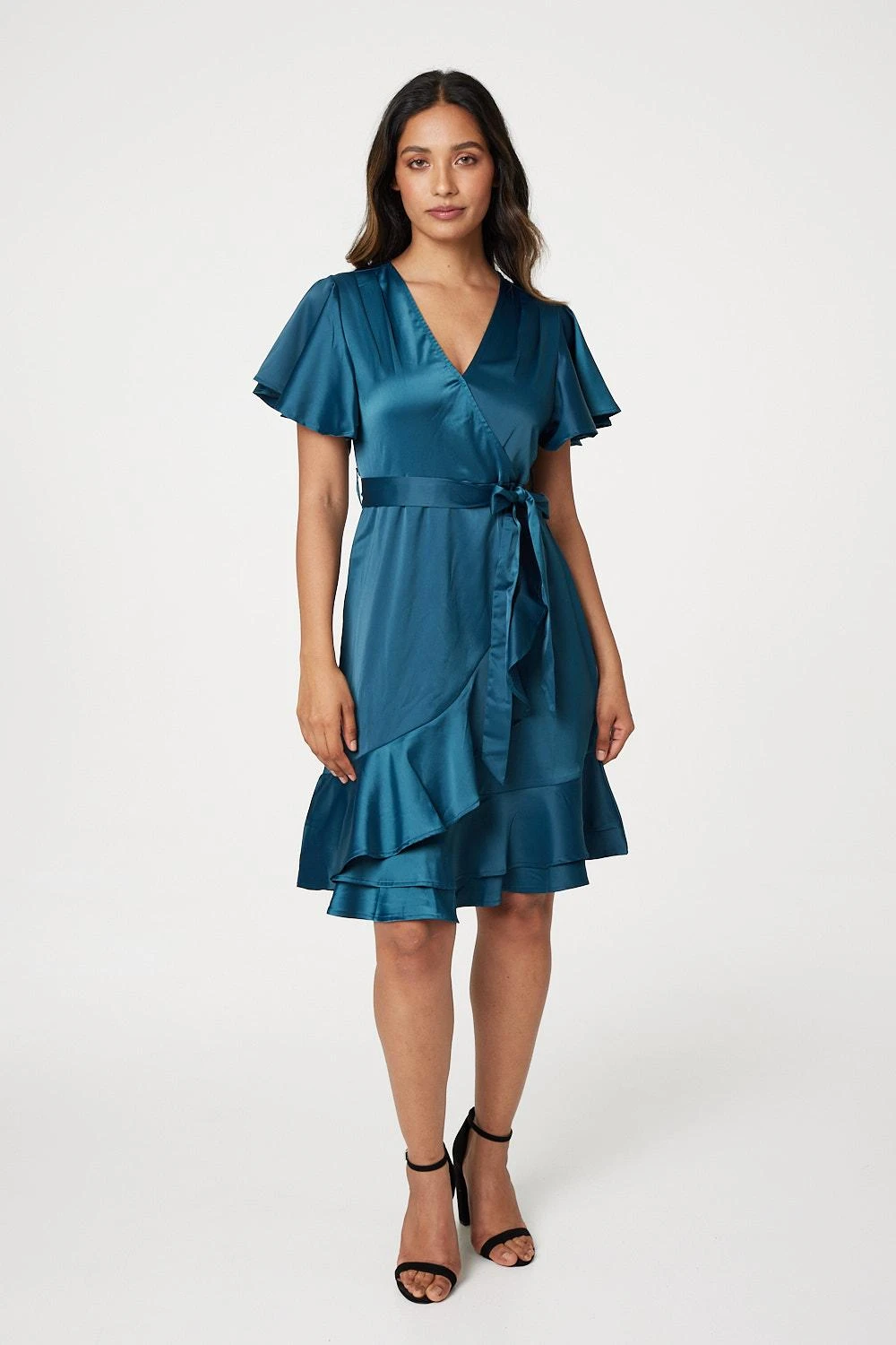 Frill Detail Short Wrap Dress 7 Frill Detail Short Wrap Dress - Image 7