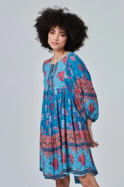 Floral Border Print Smock Dress