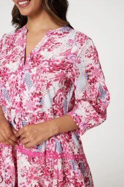 Floral Lace Detail Short Dress -Girls Zone D516309 PINK 4