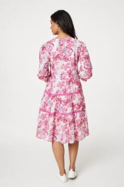 Floral Lace Detail Short Dress -Girls Zone D516309 PINK 5