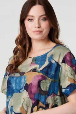 Printed Relaxed Short Dress -Girls Zone D517319 MULTI BLUE 3