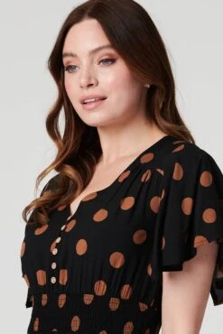 Polka Dot Fit & Flare Short Dress -Girls Zone D517617 BLACK 5