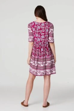 Paisley Tassel Tie Short Dress -Girls Zone D517641 FUCHSIA 5
